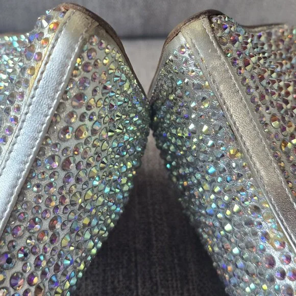 Giuseppe Zanotti Silver Leather Heelless Peep Toe Pumps - Picture 4 of 7